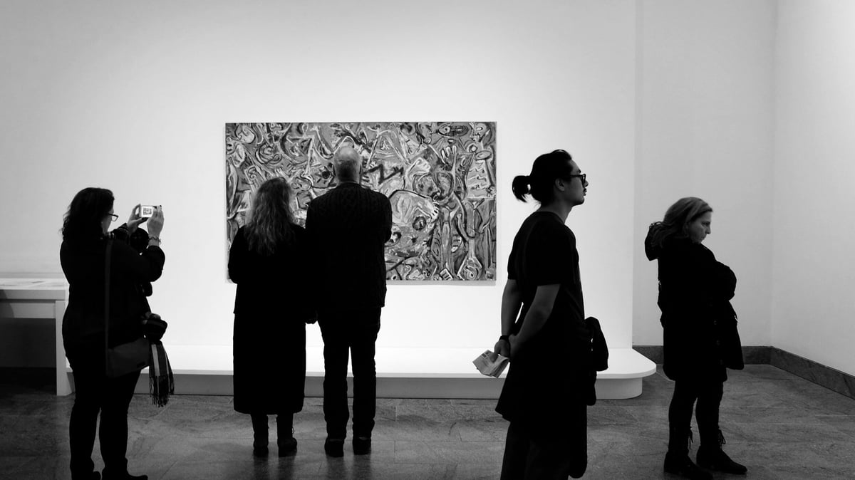 Patrons at an art gallery